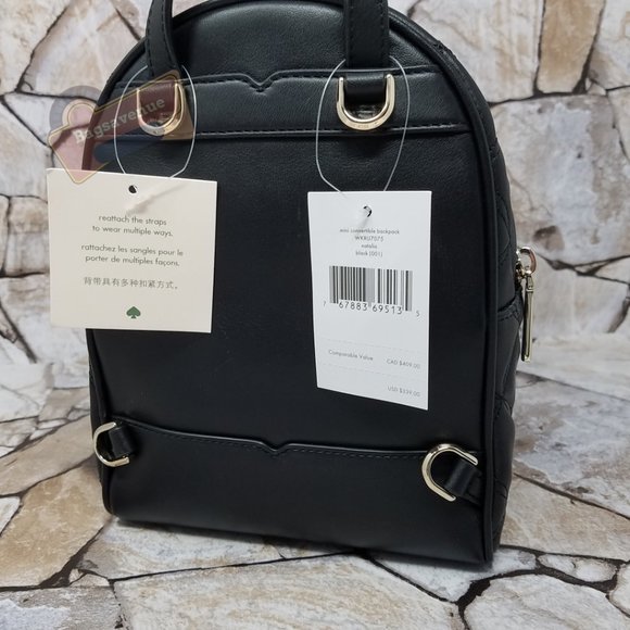 #bagsavenue FAST SHIPPING Natalia Mini Convertible Backpack Black Kate Spade main image 11